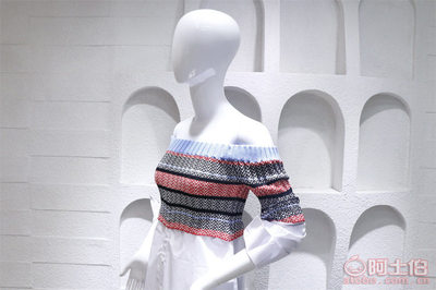 【2017明星同款時(shí)尚氣質(zhì)露肩一字領(lǐng)撞色條紋針織拼接襯衫裙】深圳市寶安區(qū)沙井艾美妮安服飾廠(chǎng) - 產(chǎn)品庫(kù)